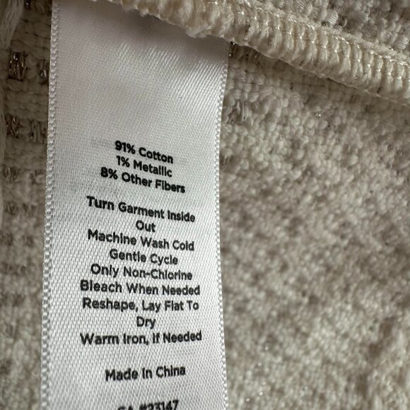 Talbots Metallic Stripe Textured Knit Open Front Cardigan Sweater - Petite Large - Picture 5 of 8